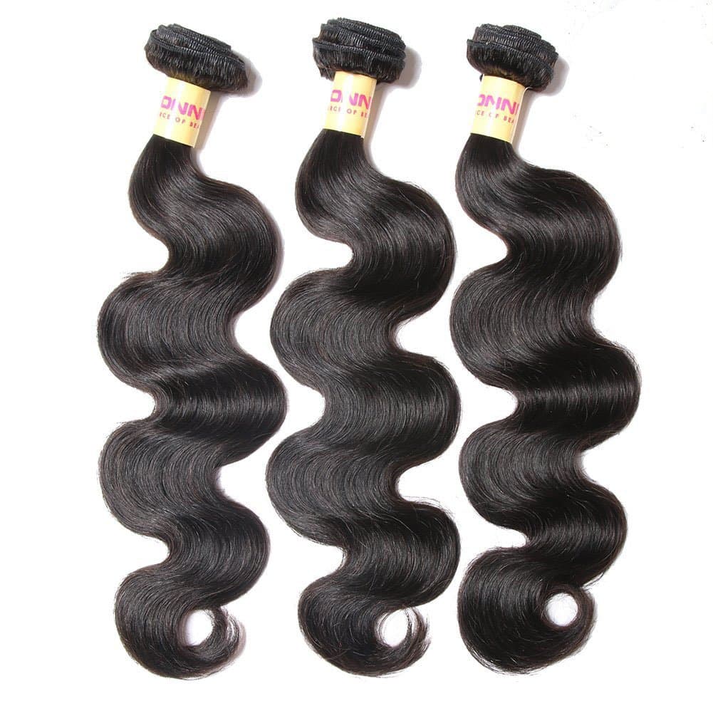 Connie Hair Brazilian Virgin Hair Body Wave 3 Bundles Grade 5A Unprocessed Human Weave Weft Mixed Length(10 12 14) Natural Black Total 300g