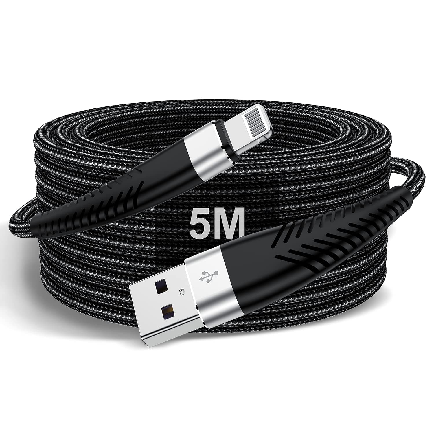 Extra Long iPhone Charger Cable 16ft/5M, Apple MFi Certified Lightning Cable Longer Than 15ft Apple Cable,High Fast/Data Sync 16 Feet iPhone Charging Cord for Apple iPhone 12/11 Pro/11/XS MAX/XR/8/7/6