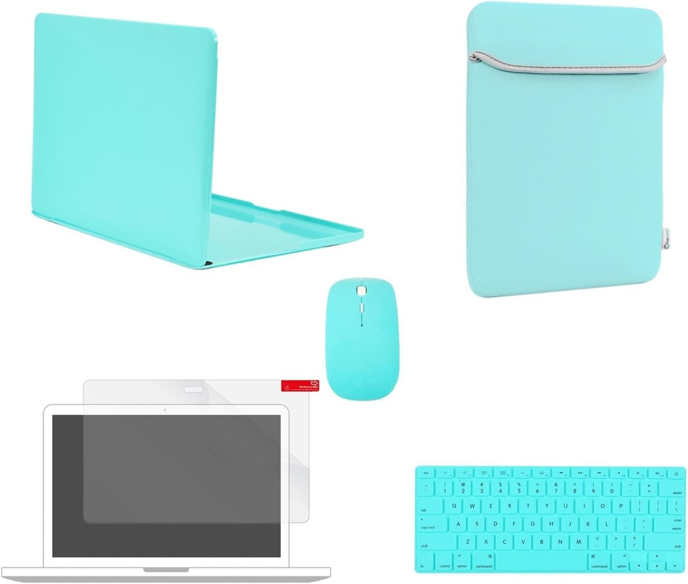 TOP CASE - 5 in 1 Omni Bundle Crystal Hard Case, Sleeve, Mouse, Keyboard Cover, Screen Protector Compatible MacBook Pro 13" with Retina Display (Release 2012-2015) A1425/A1502 - Hot Blue