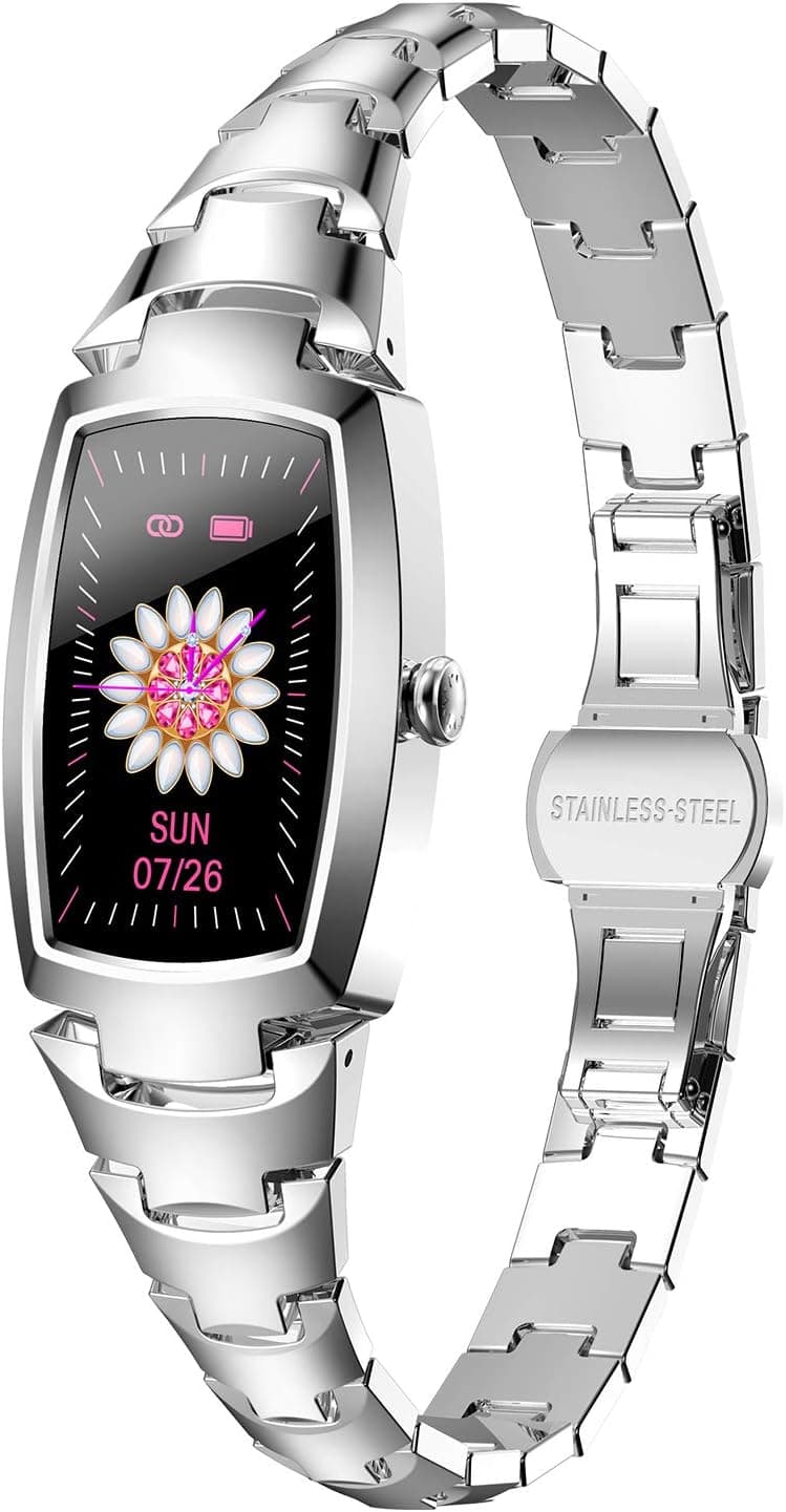 Smart Watch for Women,Waterproof Fitness Tracker Watch Heart Rate Monitor Blood Pressure Oxygen Sleep Monitor,Message Notification Sport Pedometer, Smartwatch Bracelet for Android iOS Phones(Sliver)