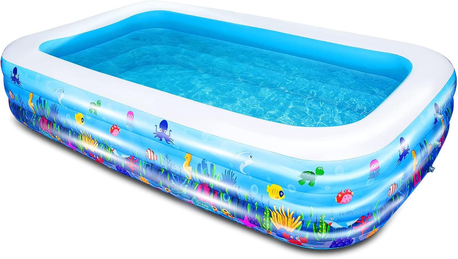 AsterOutdoor Inflatable Swimming Pool, 100"x 66"x 23", Full-Sized Above Ground Kiddle Family Lounge Thickened Pool for Adult, Kids, Toddlers, Blow Up for Backyard, Garden, Party, Blue