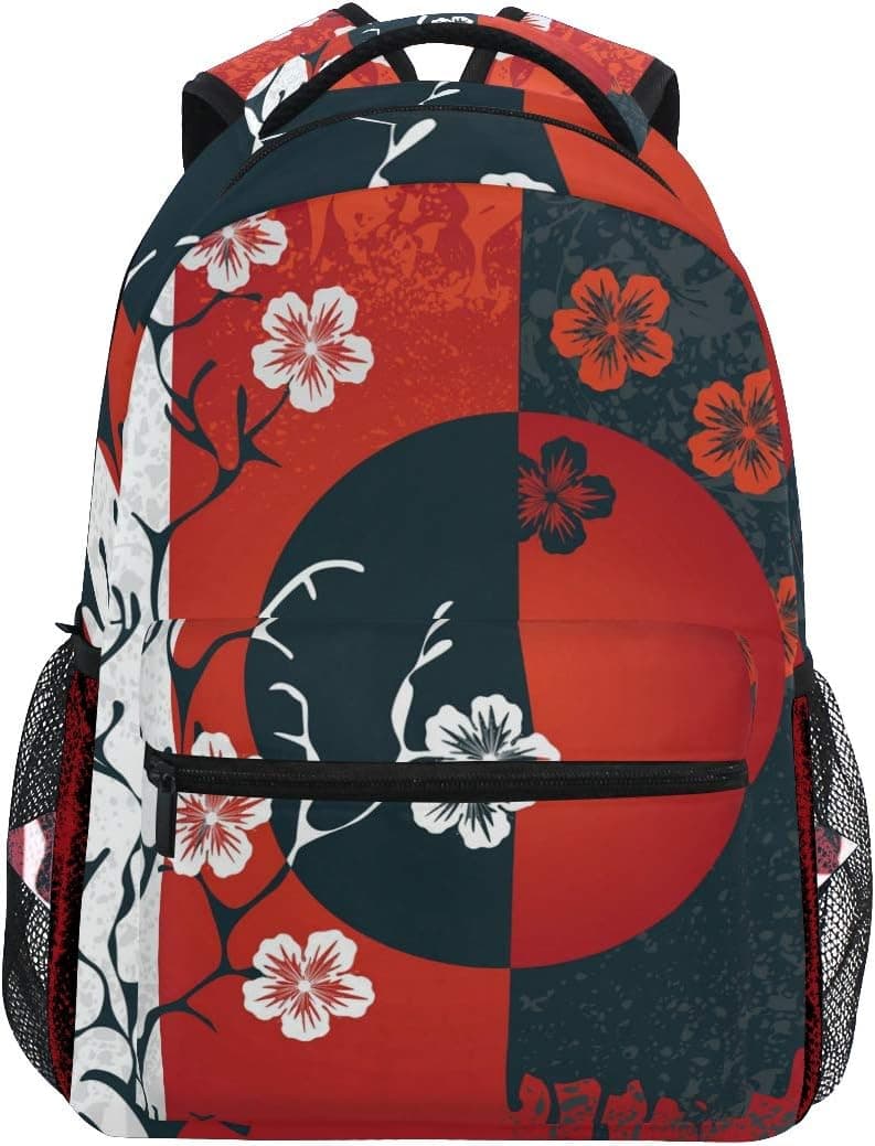 Japanese Cherry Blossom Sakura Backpacks Travel Laptop Daypack School Bags for Teens Men Women