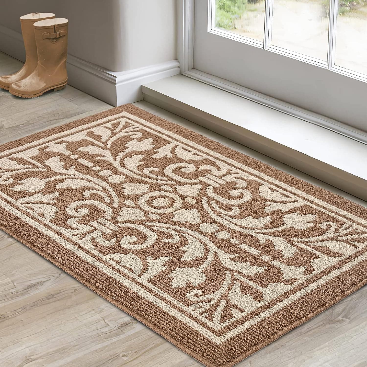 Door Mats Indoor Front Door Mat Entryway Rug Non Slip Resist Dirt Doormat Machine Washable Door Rugs (36"X24", Brown)