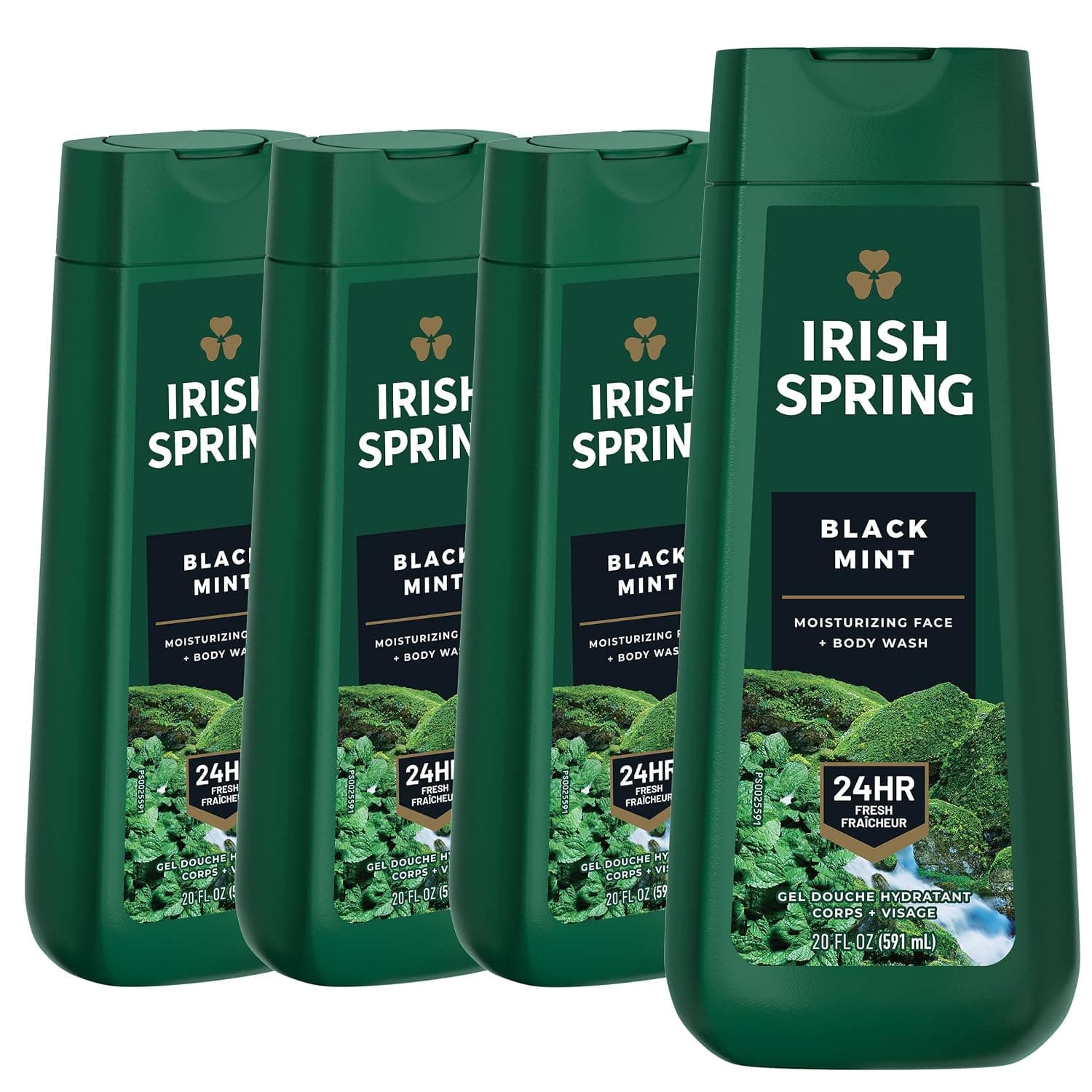 Irish Spring Black Mint Body Wash for Men, 20 Fl Oz (Pack of 4)