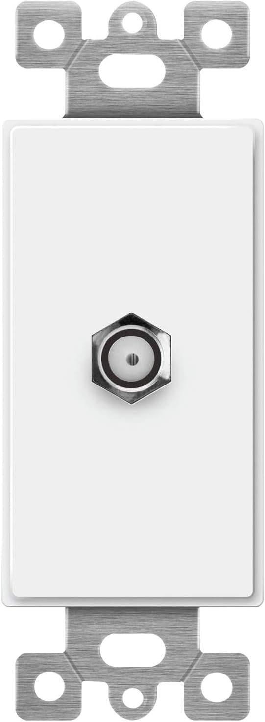 ENERLITES Coaxial Television Cable Jack Adapter Insert for Decorator Wall Plates, F-Type F81 Coupler Connector, Unbreakable Polycarbonate Thermoplastic, UL Listed, 6505-W, White