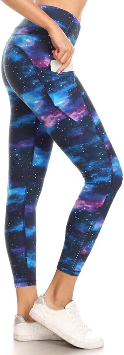 Leggings Depot Women's High Waisted Reflective Yoga Pants with Pockets Athletic Leggings