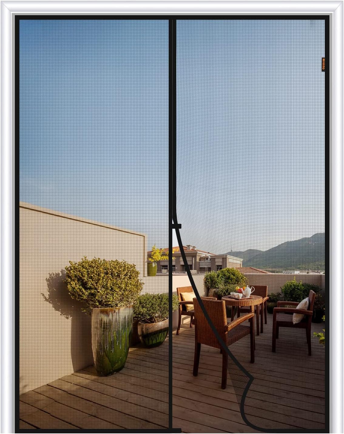 MAGZO Magnetic Screen Door Fit Door Size 72 x 96 Inch, Actual Screen Size 74" x 97" Polyester Screen Curtain with Full Frame Hook&Loop, Black…