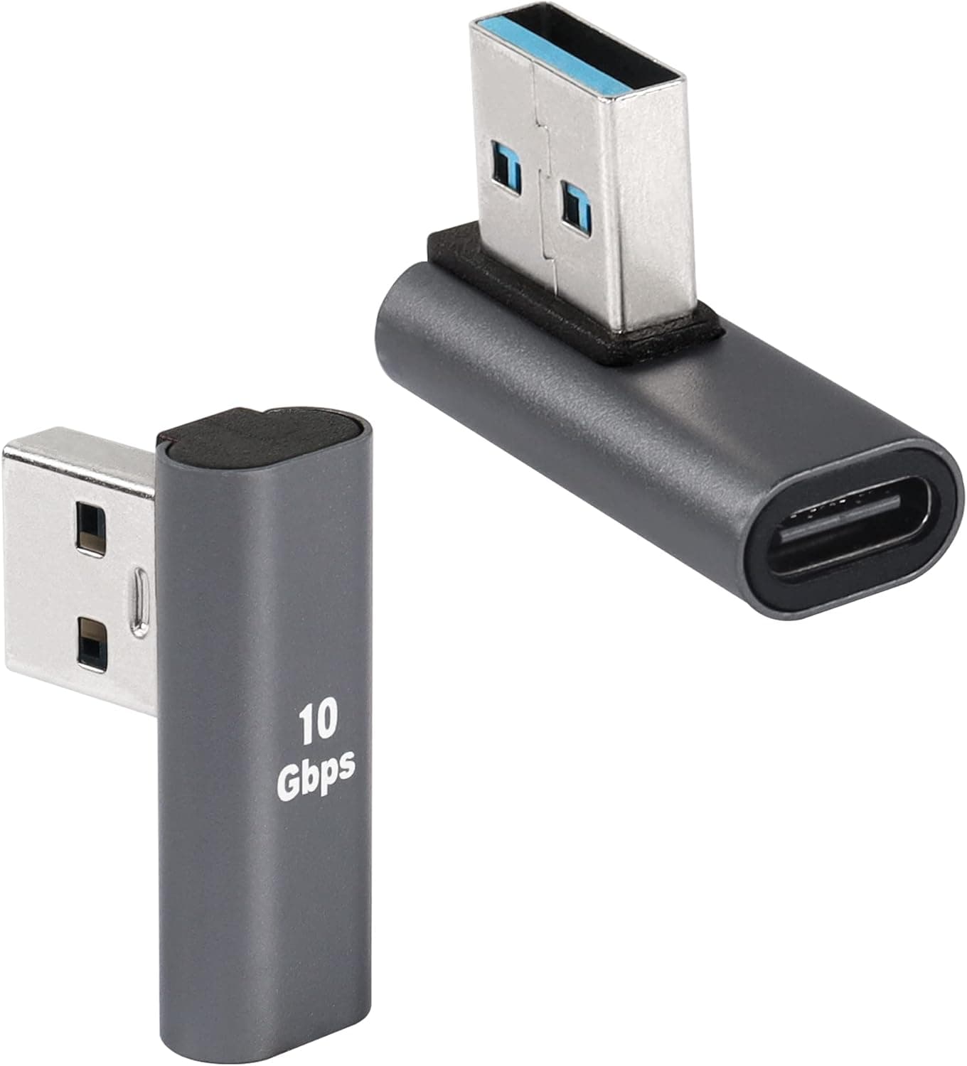 QIANRENON 90°USB 3.1 to USB C Adapter USB A Male to Type C Female Right Angle Coupler 10Gbps OTG Data Transfer Converter Connector for Smartphone,Tablet,2 Pcs