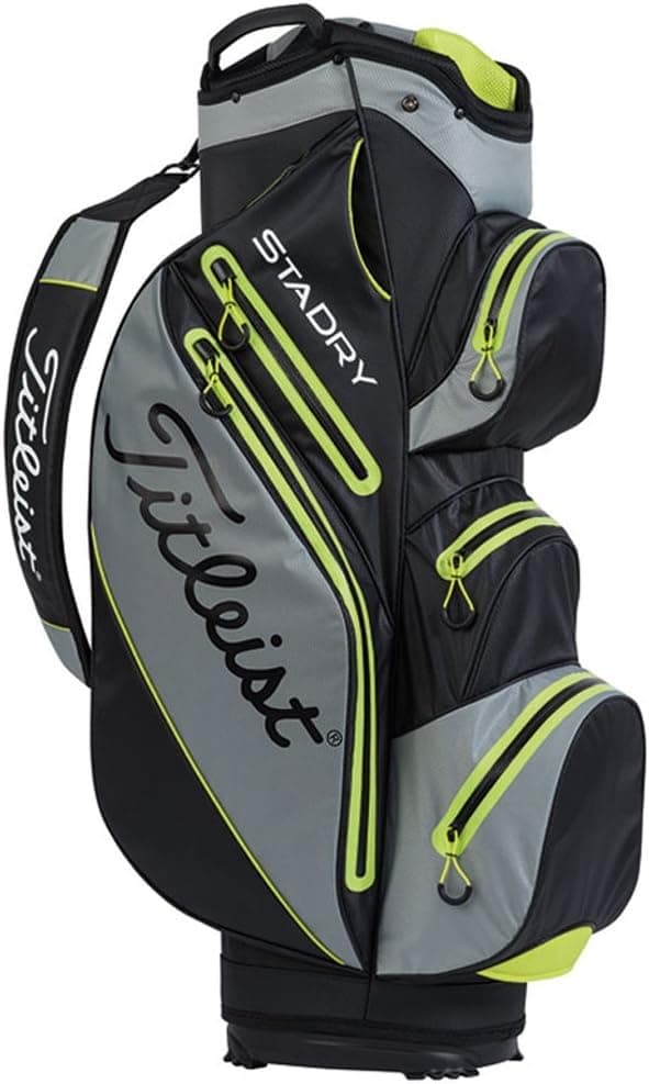 Titleist StaDry Waterproof Cart Bag, Black/Grey/Citron