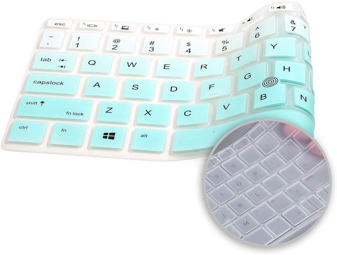 2 Pack HP EliteBook 840 Keyboard Cover 14 Inch, Silicone Keyboard Skin for HP EliteBook 745 G5 G6 14 Inch, 14" HP EliteBook 840 G5 G6, HP ZBook 14u G5 G6 Cover(Ombre Mint+Clear)