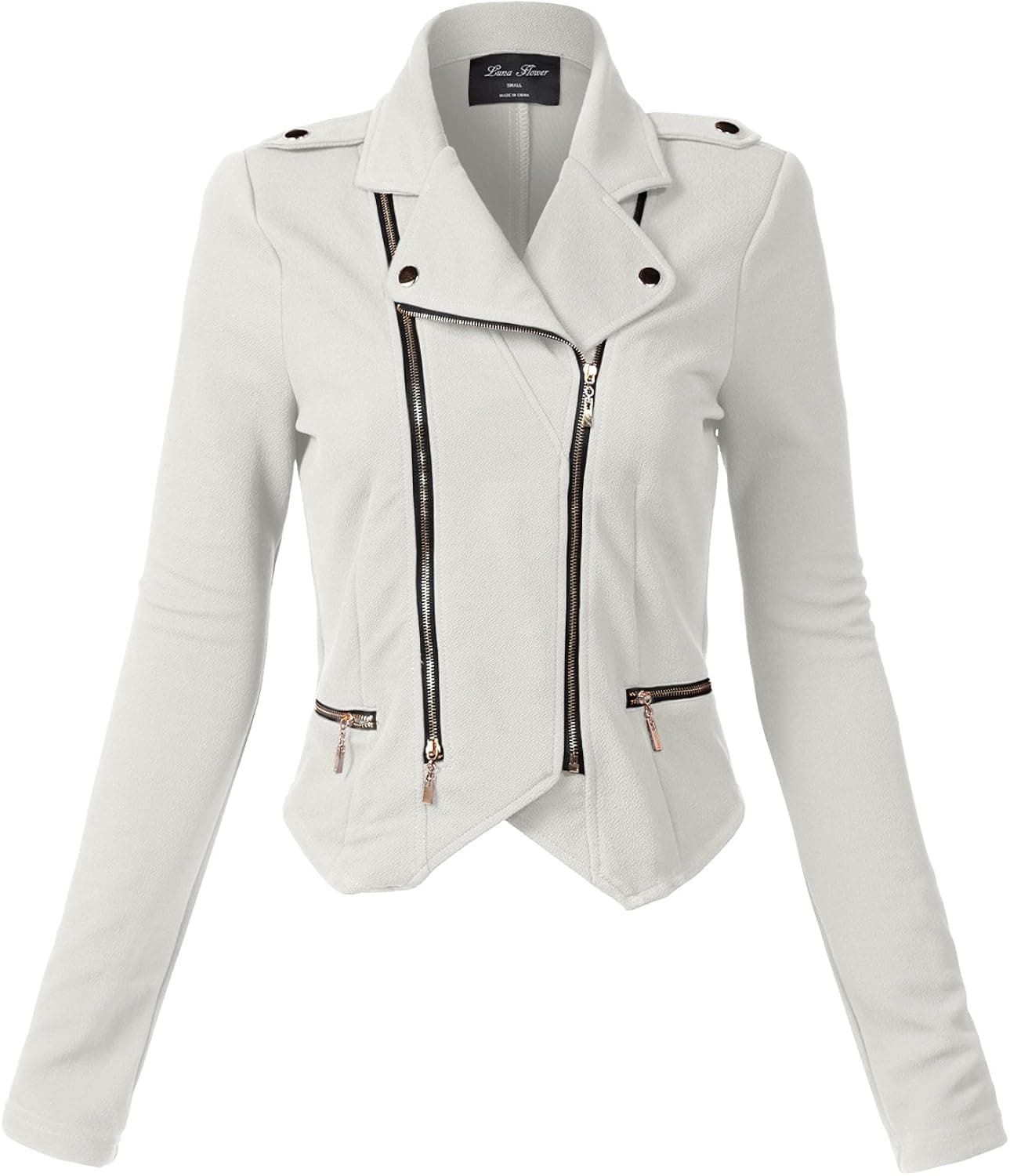 Luna Flower Women's Slim Fit Faux Shearling Collar Leather Jackets (GJAW003)