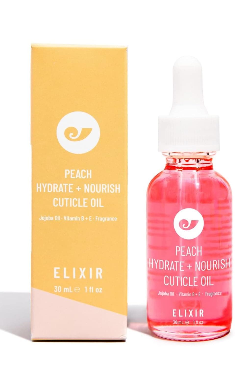 Elixir Nail Care Peach Scented Cuticle Oil Moisturizes and Strengthens Nails and Cuticles, 30ml/1fl oz, Bottle (30ml)