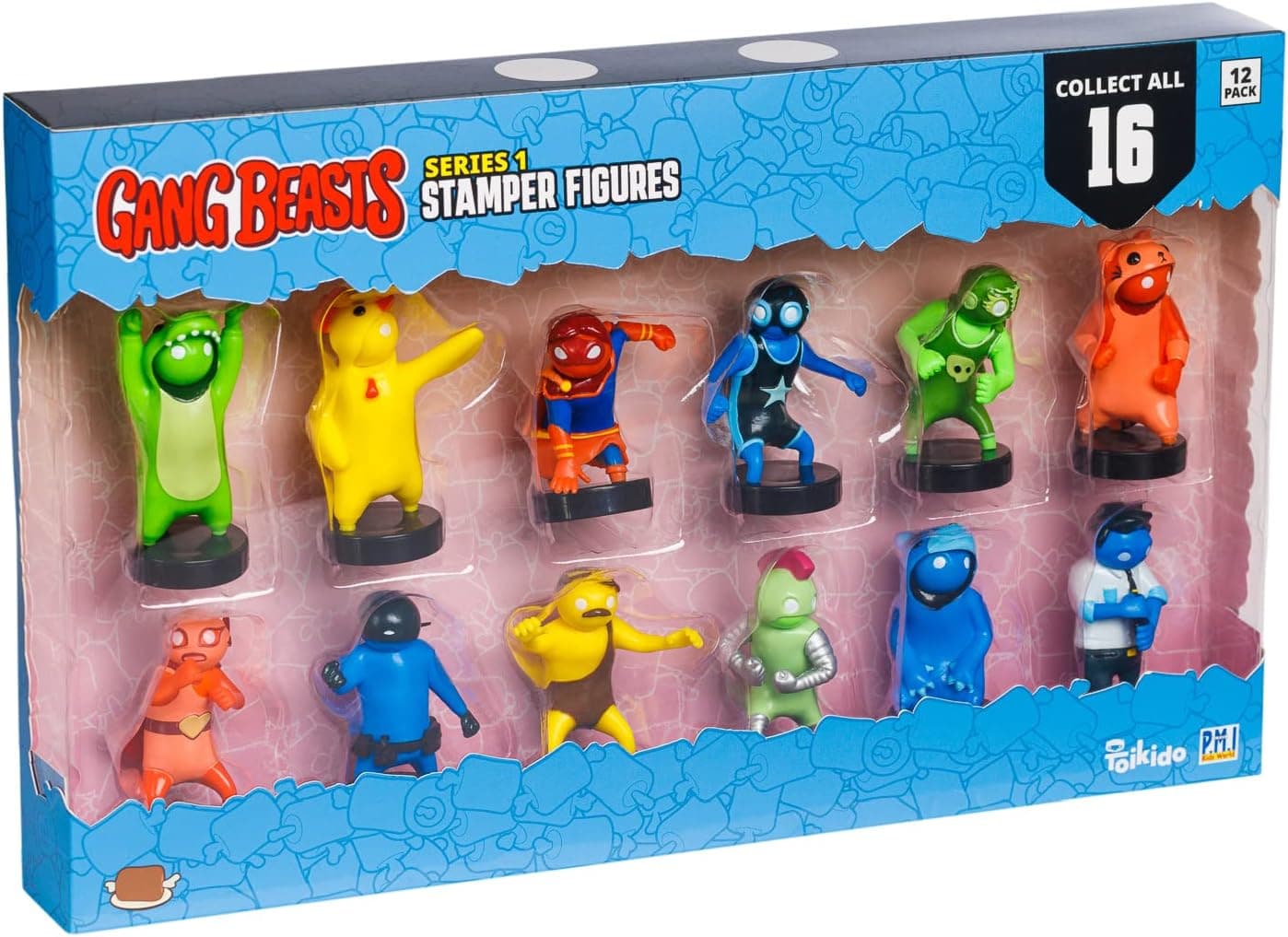 P.M.I. Gang Beasts Stampers for Kids | Mini Stamps for Kids | 12 Pack Set | 16 Kids Stamps to Collect | Official Gang Beasts Stampers | Gift for Video Gamers