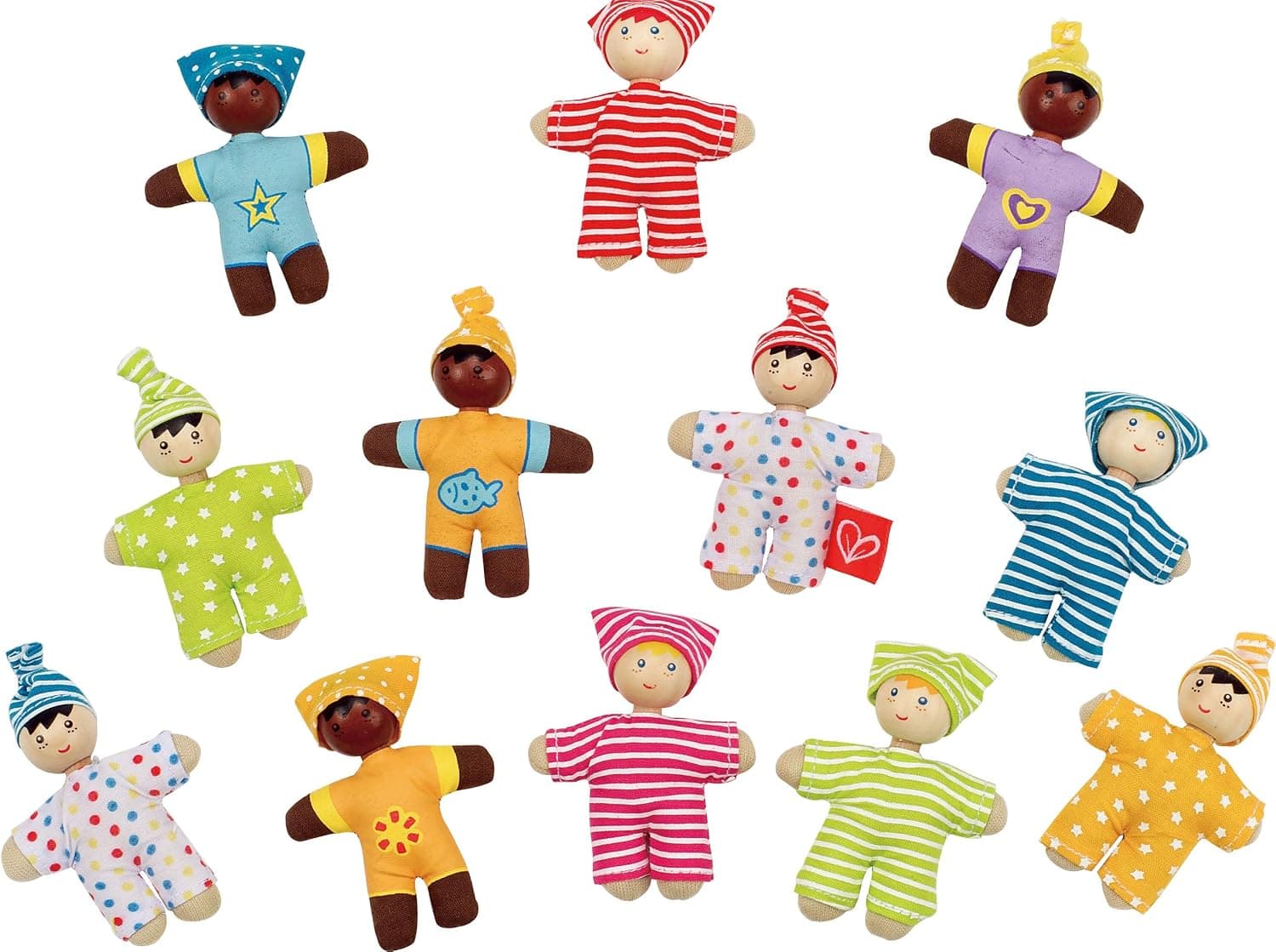 Hape Happy Babies Toddler Pocket Dolls Set of 12