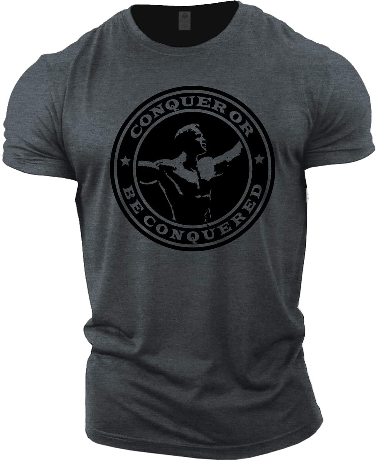 GYMTIER Mens Bodybuilding T-Shirt - Arnold Schwarzenegger Conquer - Gym Training Top