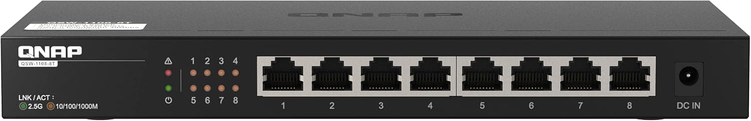 QNAP 8-Port 2.5GbE Plug & Play unmanaged Network Switch (QSW-1108-8T-US)