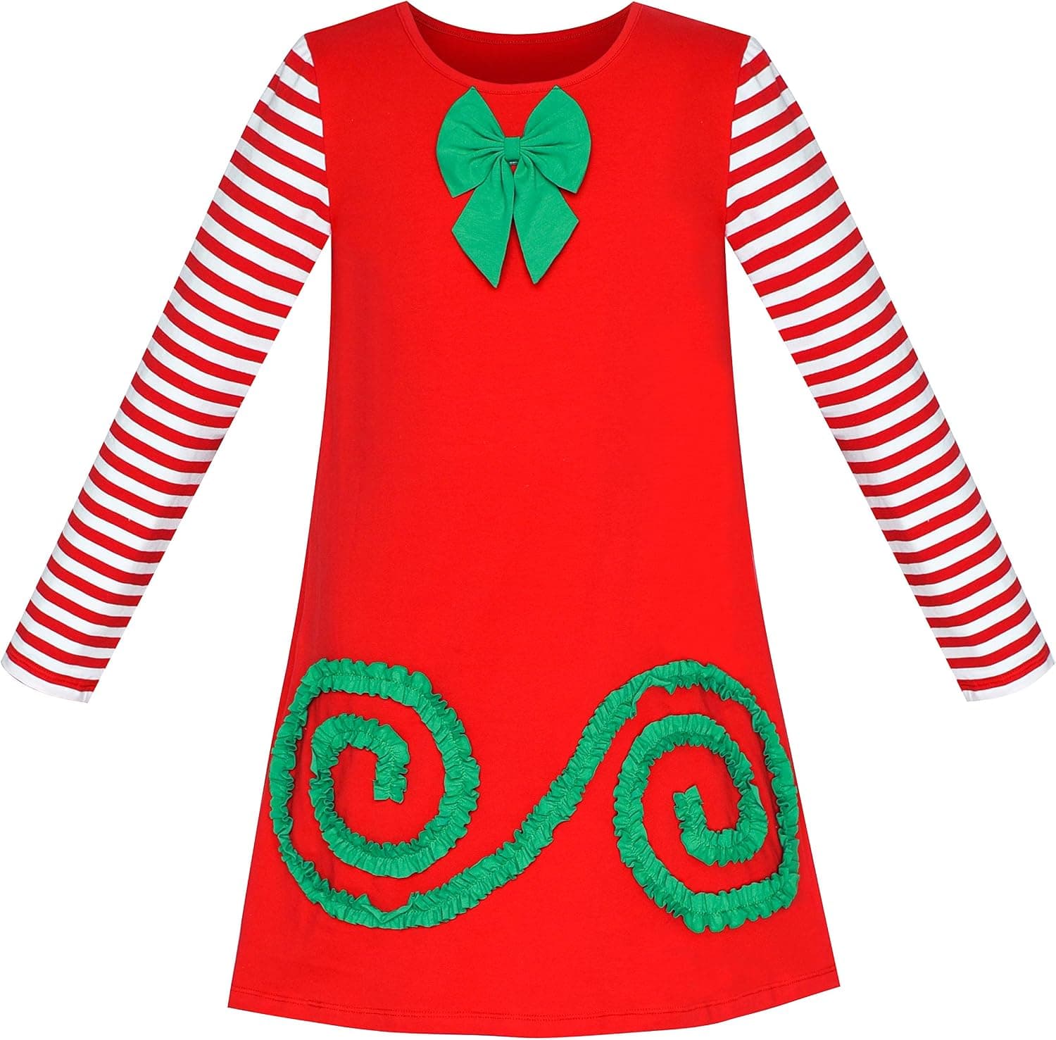 Sunny Fashion Girls Dress Long Sleeve Christmas Snowman Holiday Party Size 5-12