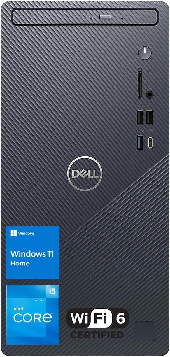 Dell Inspiron 3910 Desktop, 12th Gen Intel Core i5-12400 Processor, 32GB DDR4 RAM, 2TB SSD, HDMI, DP, DVD-RW, Bluetooth, Wired Keyboard&Mouse, Wi-Fi 6, Windows 11 Home, Black
