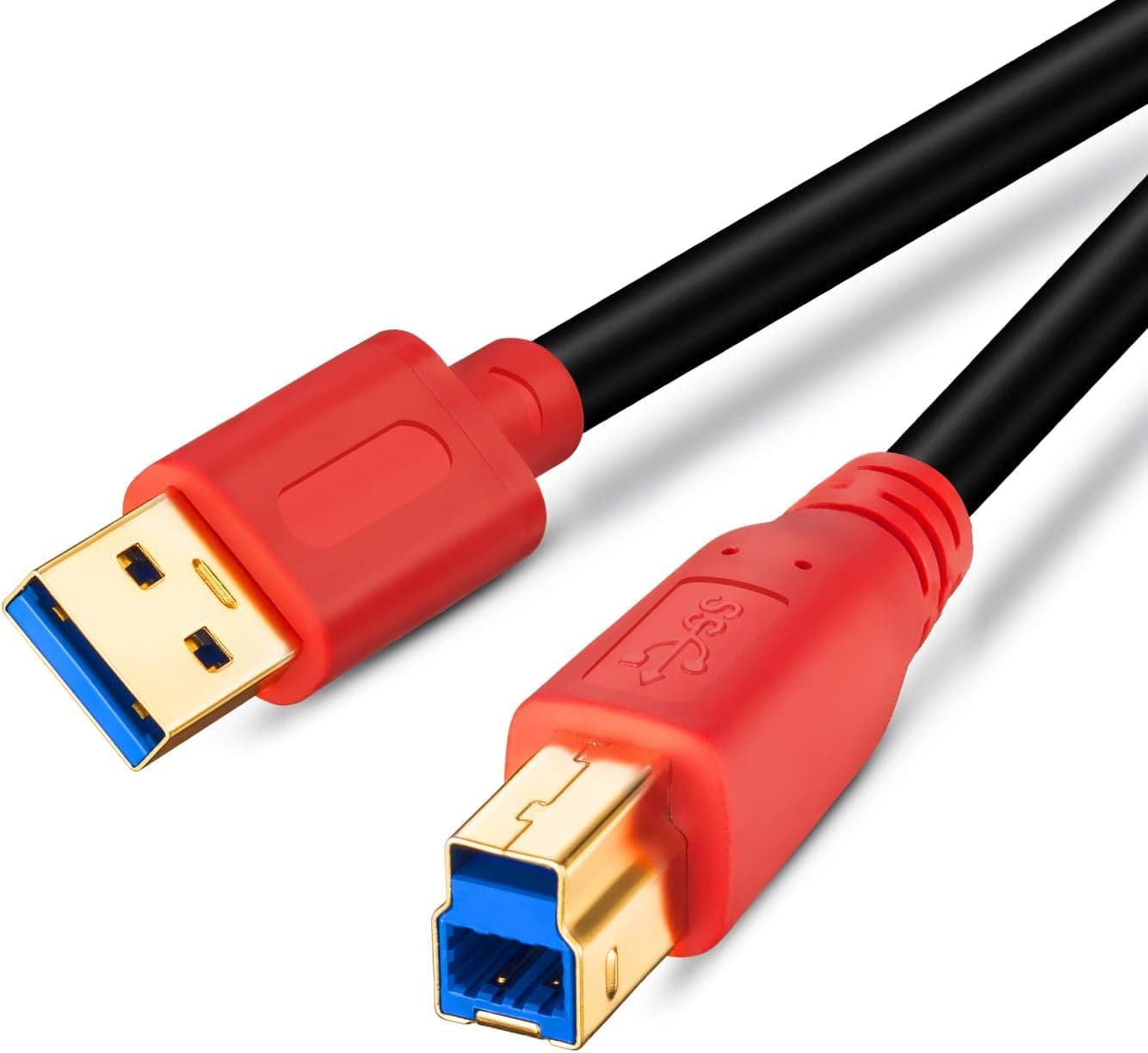 USB 3.0 Cable A Male to B Male 15Ft,Tan QY Type A to B Male Compatible with Hard Disk Drive,Printers,Scanner,USB Hub,Monitor and More (5M/15Ft)