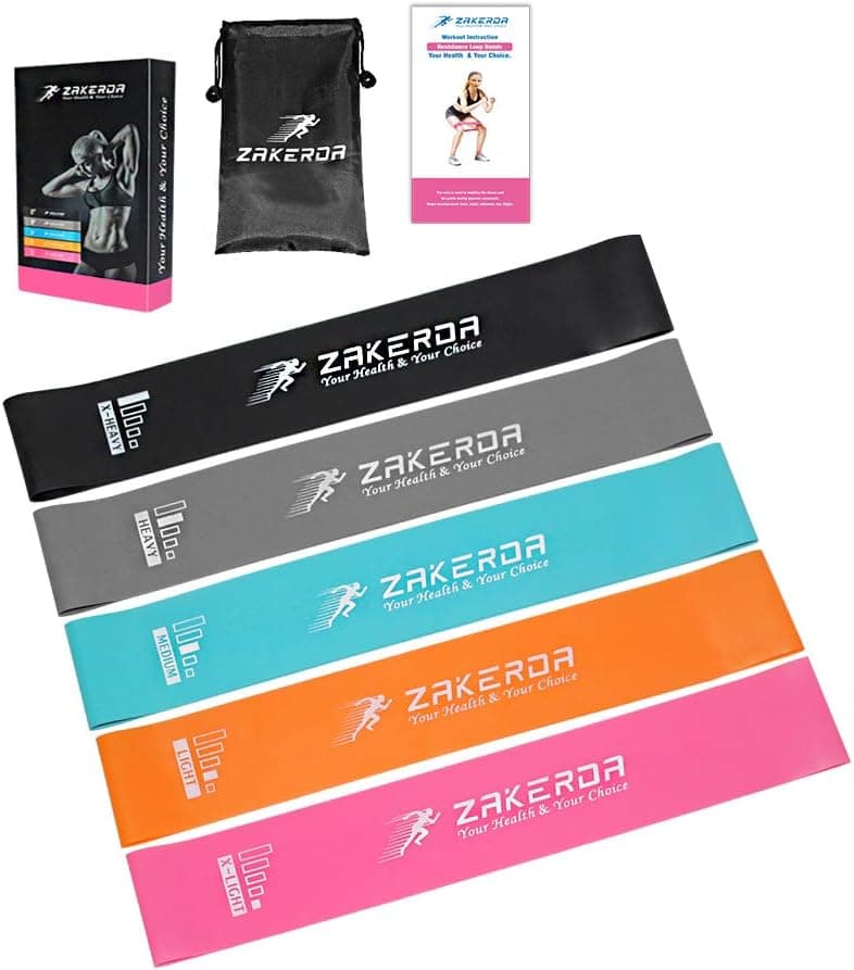 WildWave Resistance Loop Bands,Resistance Exercise Bands for Home Fitness, Stretching, Strength Training, Physical Therapy, Natural Latex Workout Bands, Pilates Flexbands, Set of 5