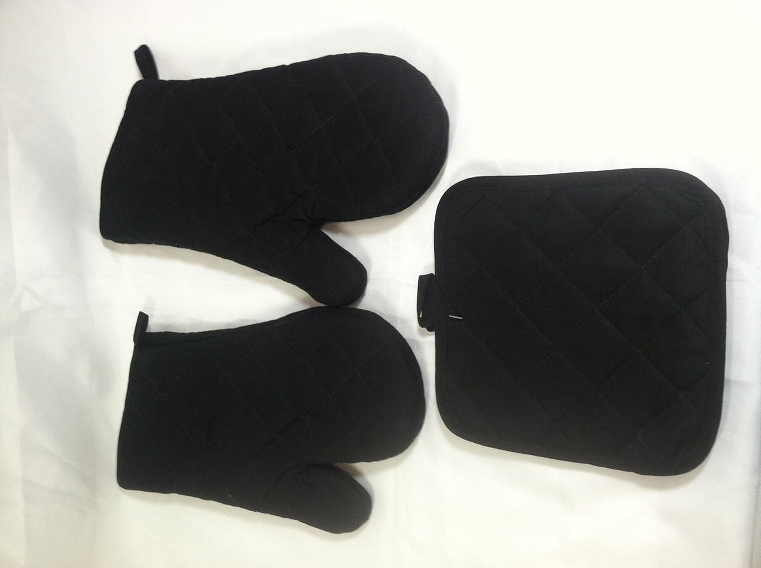 Kitchen Oven Mitt Pot Holder Kitchen Linens Oven Mitt Pot Holder Pack of 4 Oven Mitts & Pot Holders Kitchen Cooking & Baking Supplies (2 Pot Holders & 2 Oven Mitts) (black)