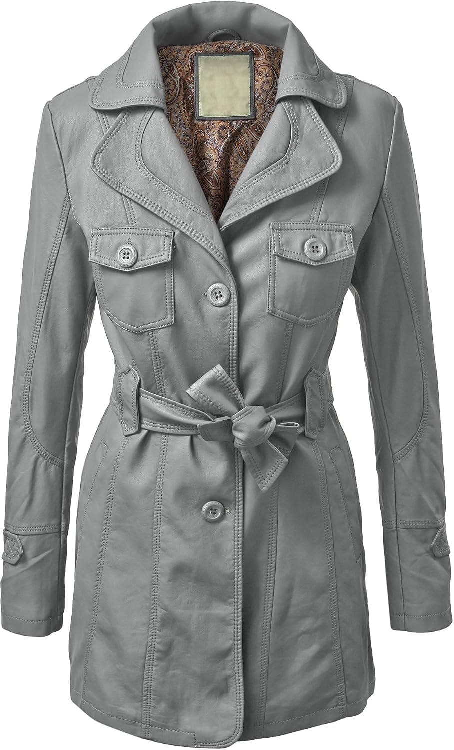 Lock and Love LL Womens Jet Setter Faux Leather Trench Coat