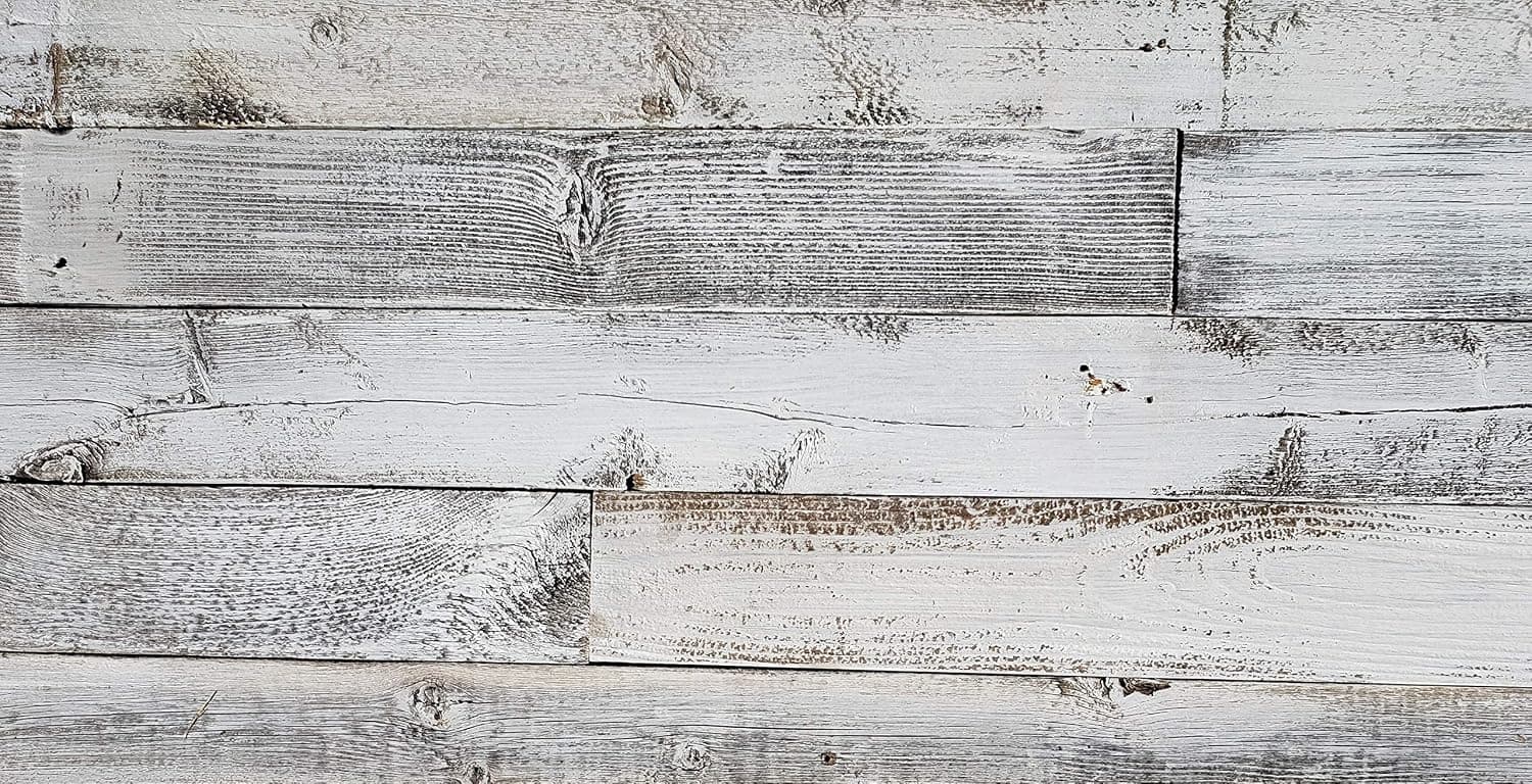 Rockin' Wood Real Wood Peel & Stick 2 & 4 Foot Length Rustic Reclaimed Barn Wood Accent Paneling Planks for Walls, White Wash, 23 Square Feet