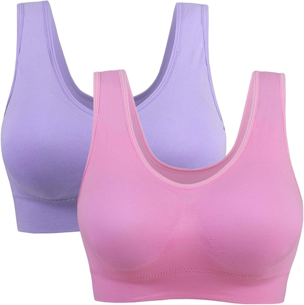 KAY SINN Plus Size Sports Bras for Women Padded Wirefree Yoga Sleep Bra Small 2PC LPP PK