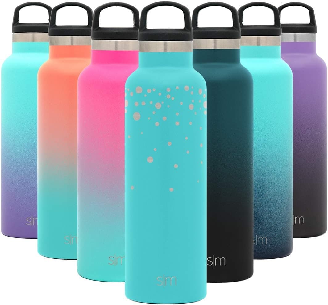 Simple Modern 20oz Ascent Water Bottle - Hydro Vacuum Insulated Tumbler Flask w/Handle Lid - Teal Double Wall Stainless Steel Reusable - Leakproof Engraved: Falling Stars
