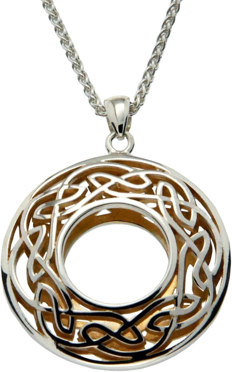 Keith Jack Jewelry Rnd Window to the Soul Pendant Necklace in Sterling Silver 22KY Gilded on Inside PPX3382-18