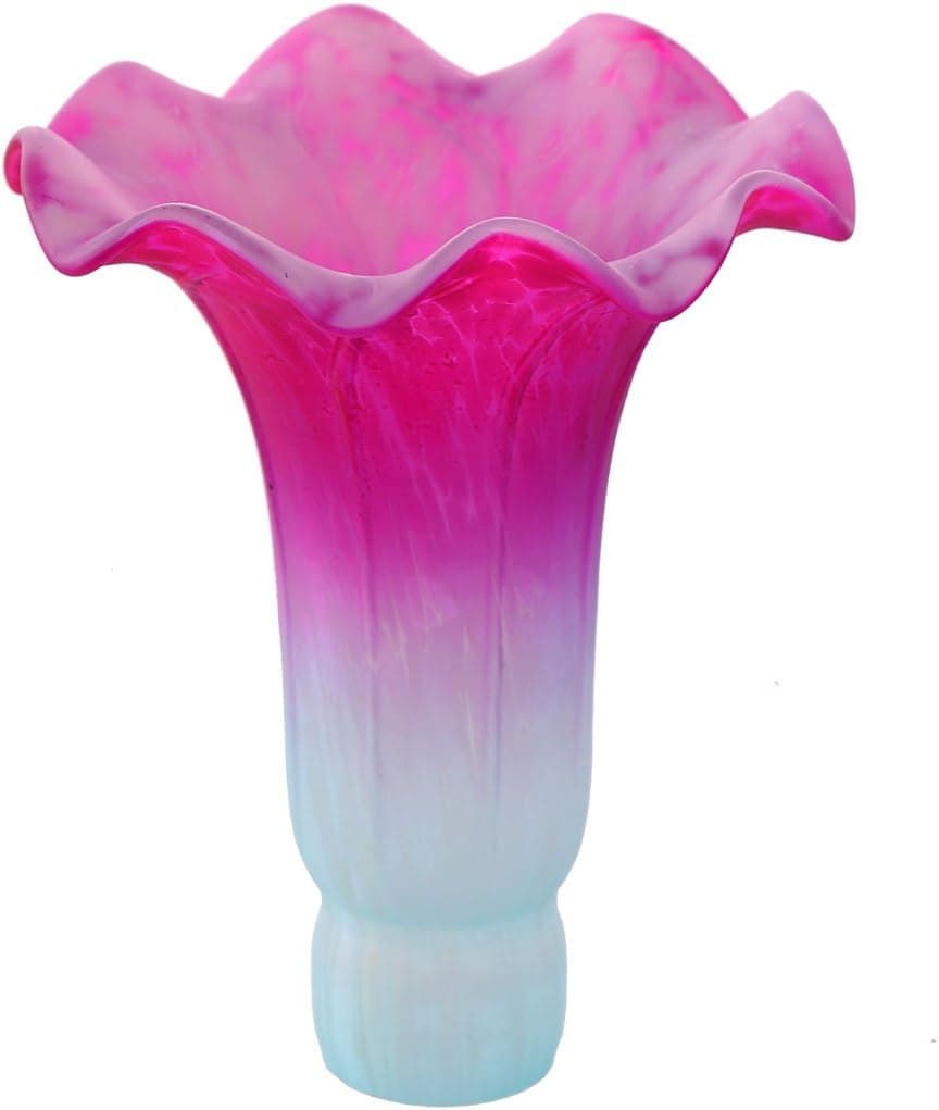 Handpainted Glass Replacement Lily Shade - Magenta/Light Blue