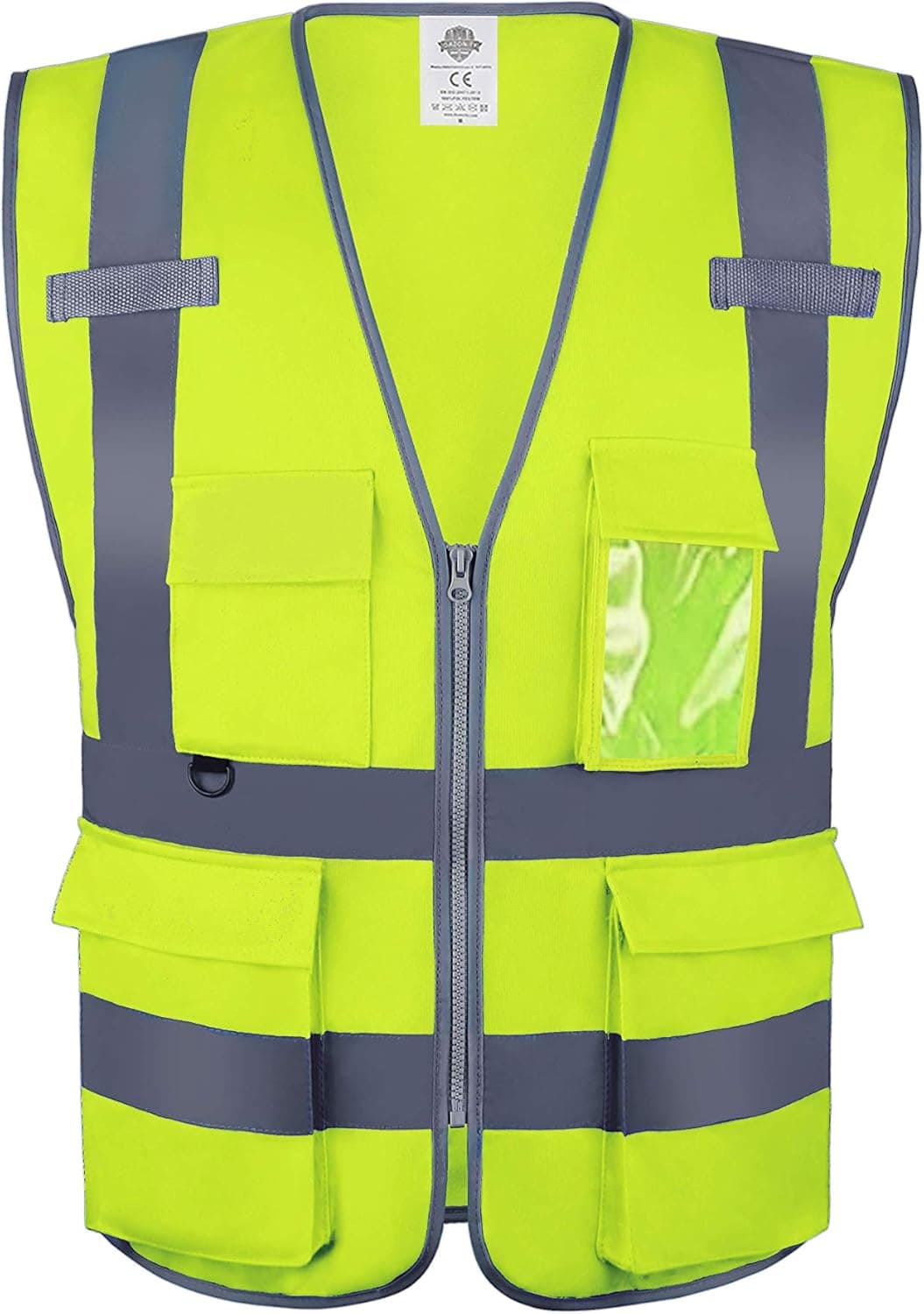 Dazonity Safety Vest with Pockets & Zipper,Reflective, 2XL,for Work,Construction,Parking,Warehouse(Yellow-2XL)