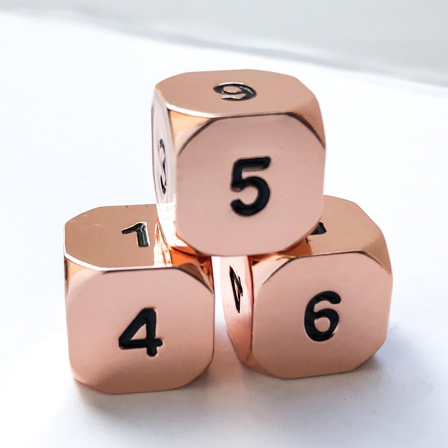 Shadow Rogue Rose Gold / Copper Metal Dice D6 3 Pack - Official Darksilver Forge Brand