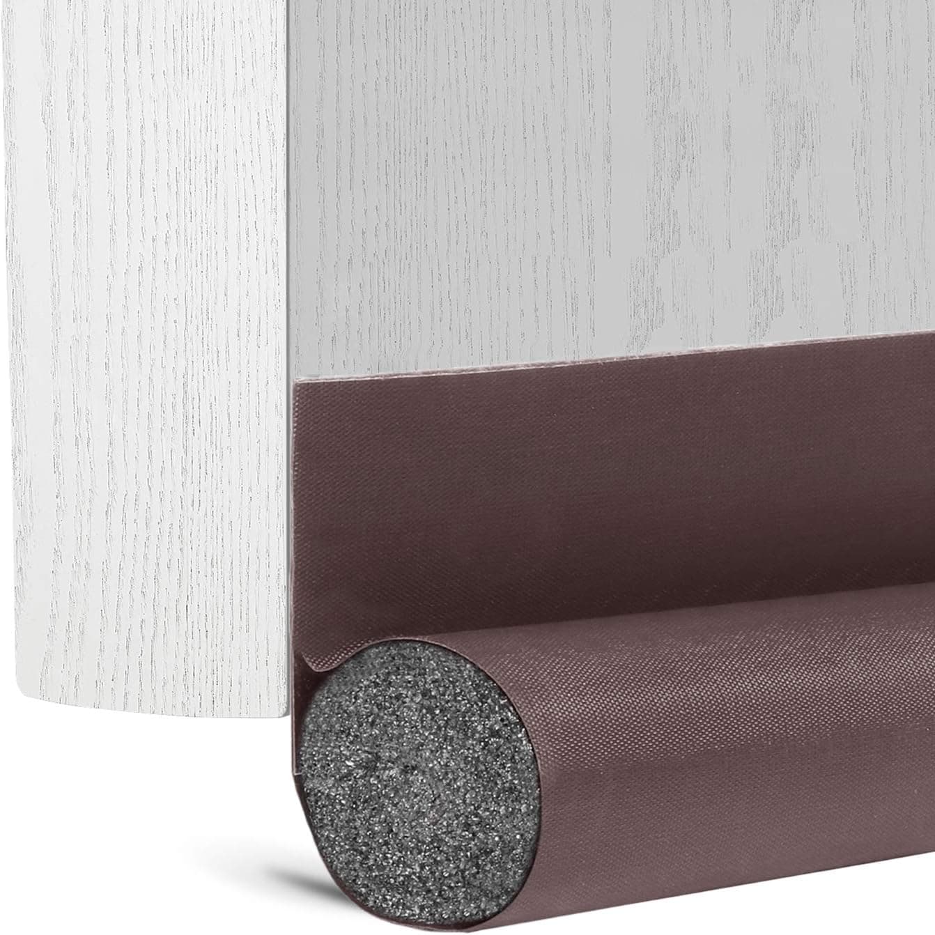 BAINING 36 Inch Foam Door Draft Stopper Self Adhesive Verlco Bottom Seal Strip Sleeve One Side Indoor Sweep Weather Stripping Noise Stopper for Under Doors 1 Inch Soundproof Energy Saving, Brown
