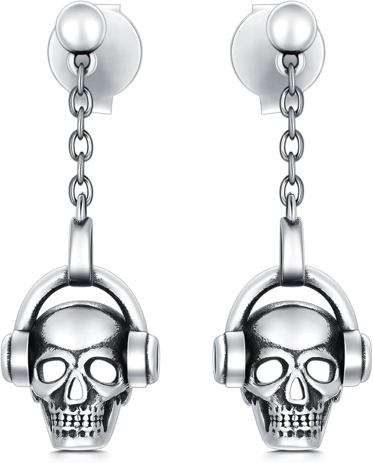 Skull Earrings 925 Sterling Silver Skeleton Dangle Earrrings Jewelry Gift for Women