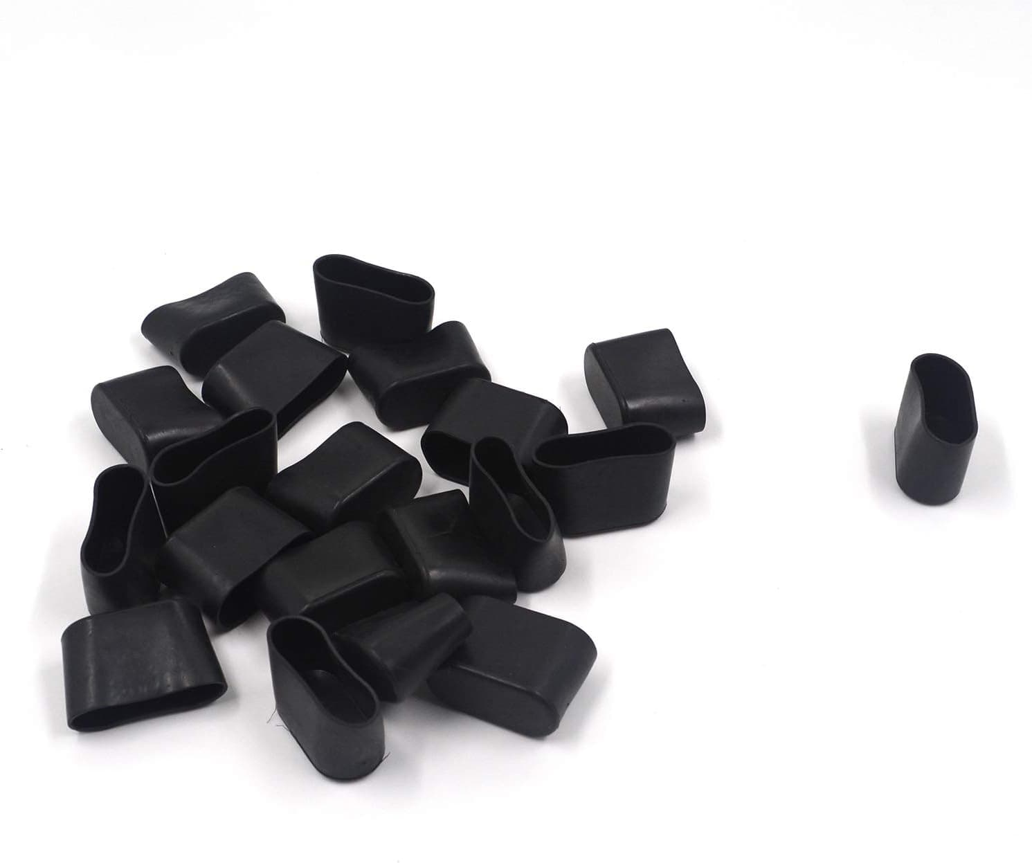 Geesatis 1.3" X 0.6" Oval Black Furniture Plastic Feet Cover Table Chair Legs Pad Floor Protector, PVC, Indoor & Outdoor Use, 20PCS