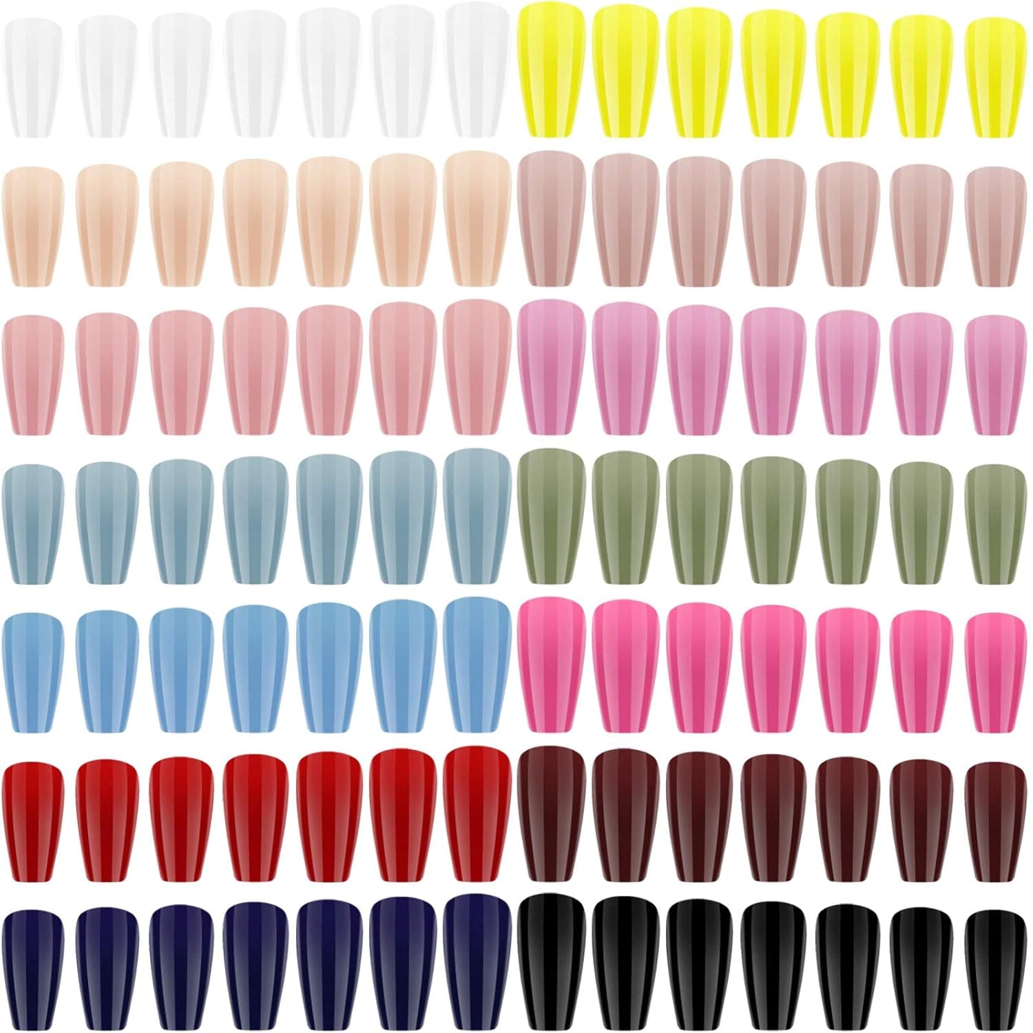 672 Pieces Long Press on Nails Ballerina Coffin Glossy False Nails Solid Color Full Cover Fake Nails False Gel Nails Art Sets for Women Girls Nail Decorations, 28 Sets (Fresh Pattern)