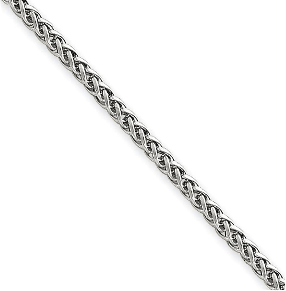 Black Bow Jewelry 2mm 14k White Gold Hollow Wheat Chain Necklace