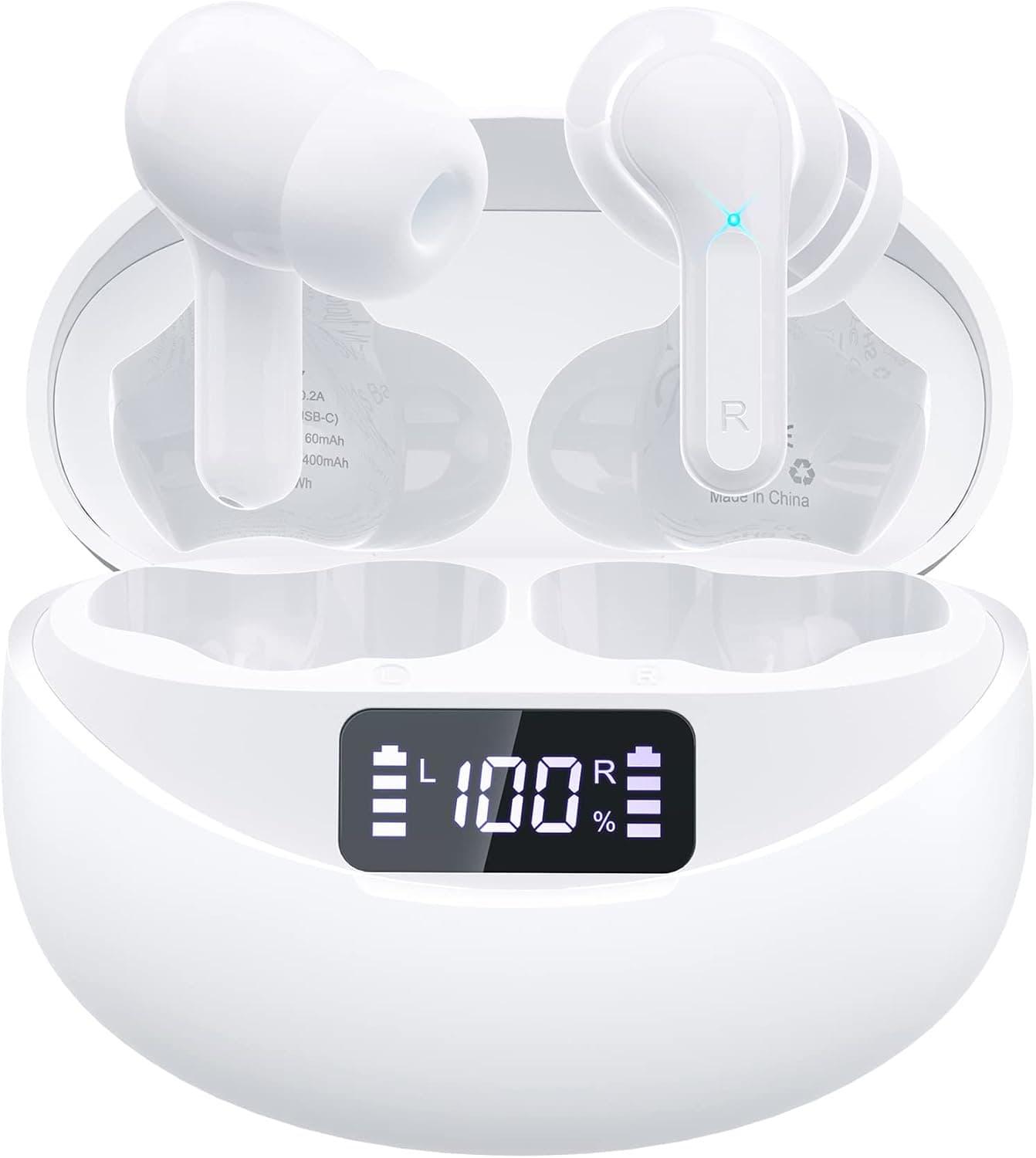 Eumspo Wireless Earbuds Bluetooth V5.1 Earbuds 35H Playtime Stereo Sound in-Ear Bluetooth Headphones Waterproof Touch Control Wireless Headphones with LED Charging Case for Sports Running Workout