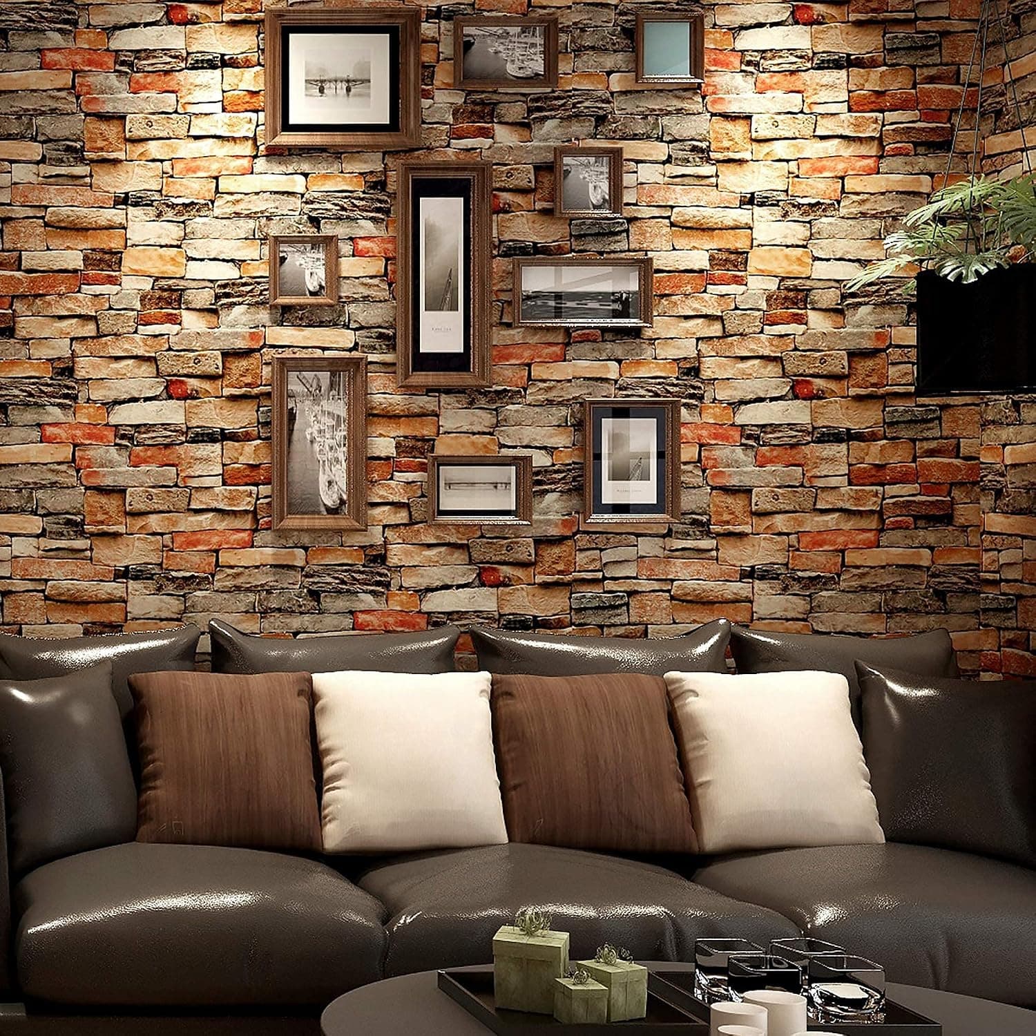 Uhitmi 17.7 x 236 Inch 3D Faux Brick Peel and Stick Wallpaper, Vintage Self Adhesive and Removable Waterproof Stone Wallpaper for Girls Boys Bedroom Bathroom Kitchen