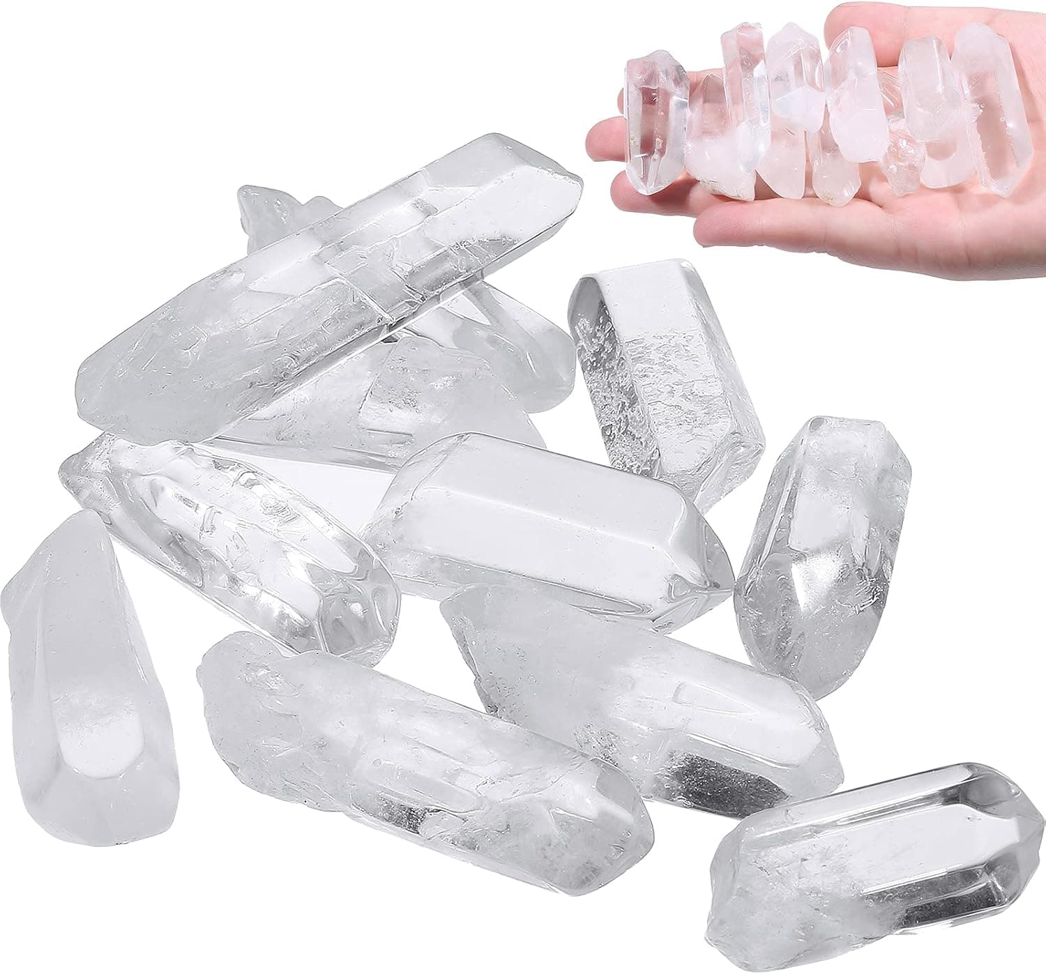 0.66lb 1.18-1.97 Inch Quartz Crystal Points, Irregular Shape Rough Clear Quartz Points, Bulk High Energy Raw for Decor Reiki Crystal Healing, Information Card Included (Family Owned and Operated)