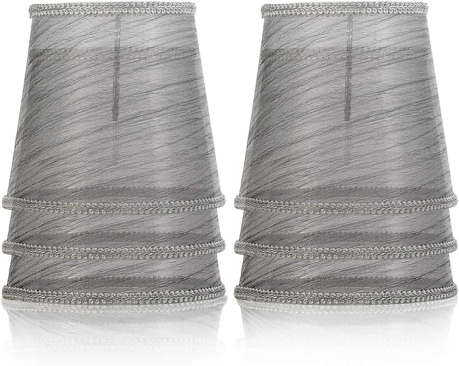 YISUN Set of 6 Crystal Chandelier Mini Lamp Shade 5.5-inch, Clip On Lamp Shade, Fit for Droplight Wall Lamp Candle Chandelier Lamp Shade(Light Gray)