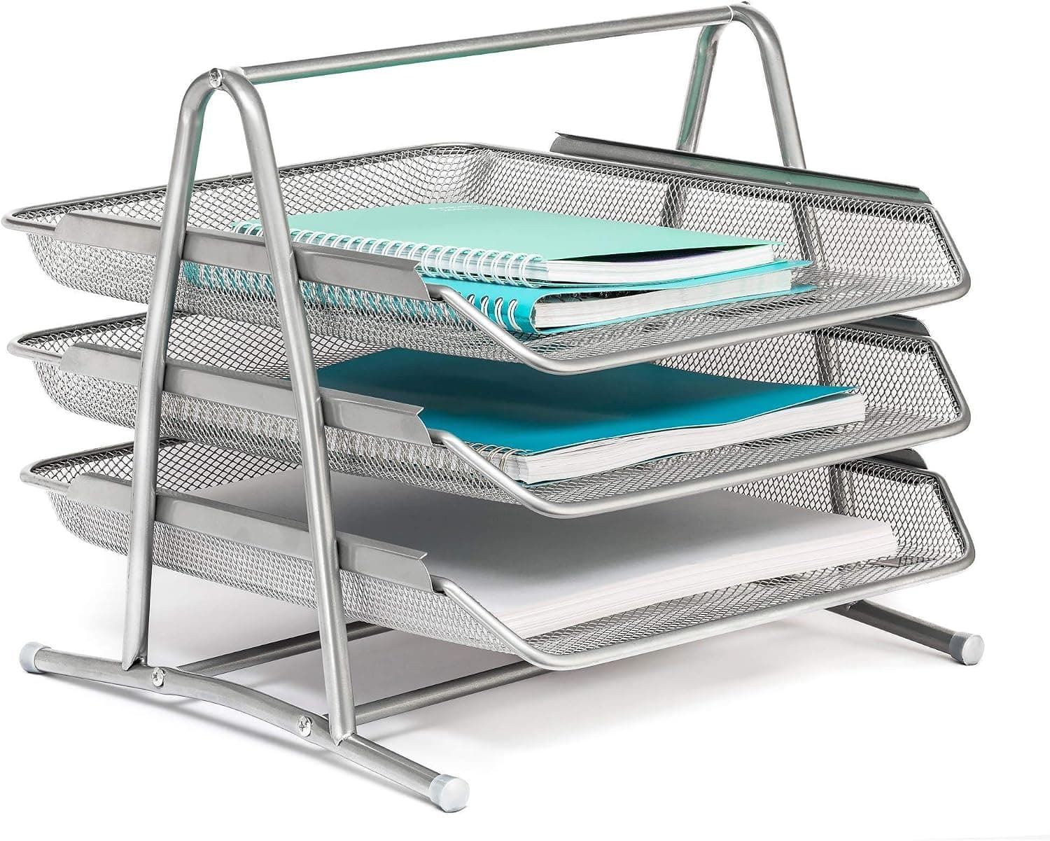 Daliuing 3 Tier Desk Tray Office Organizer The Mesh Collection Silver
