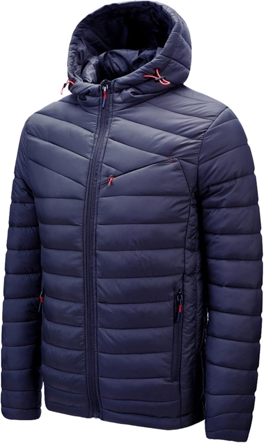 PULI Puffer Jacket Mens Lightweight Hooded Winter Cropped Bubble Coats Warm Windproof