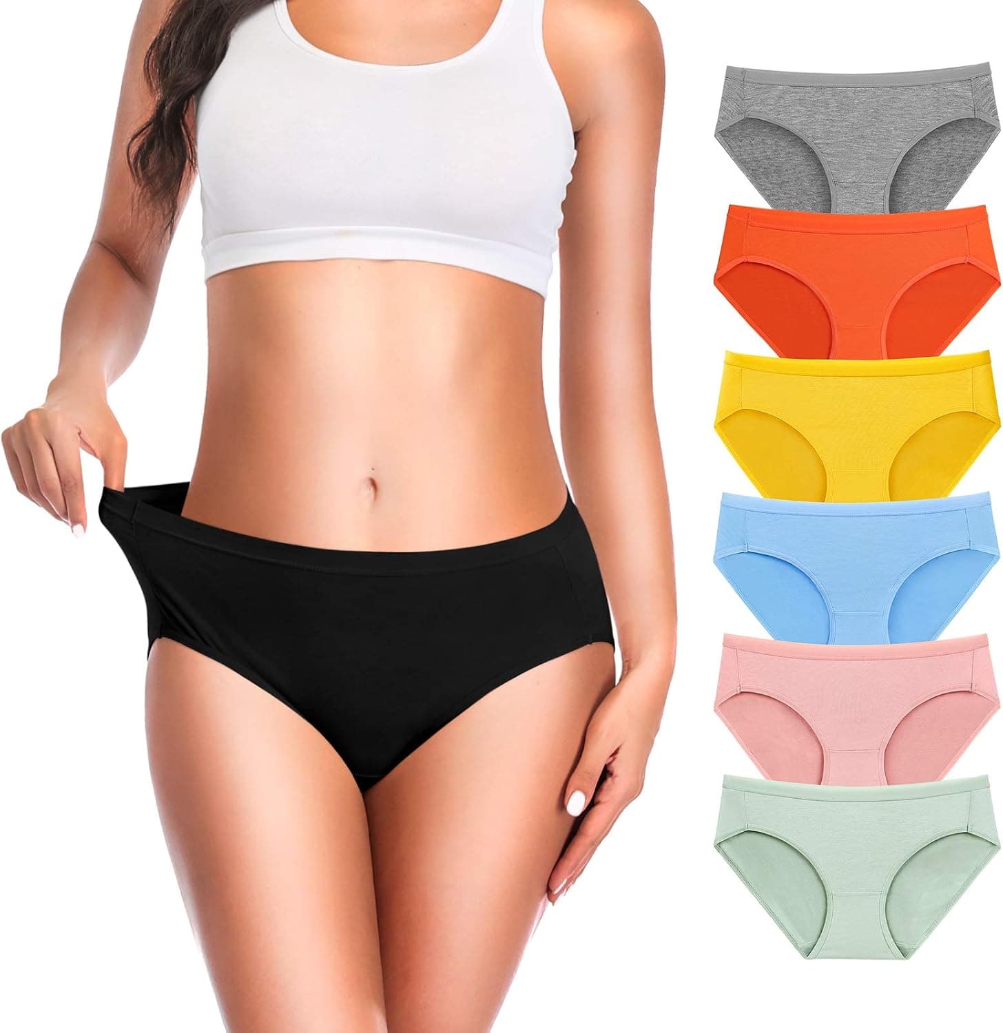 OLIKEME Underwear for Women Mid Waisted Soft Full Coverage Breathable Cotton Ladies Panties Briefs