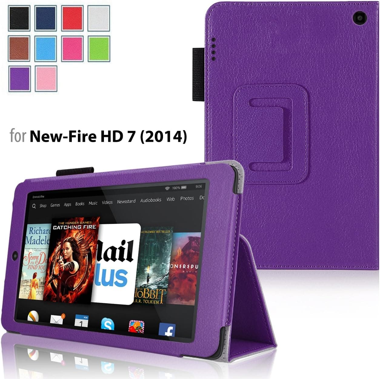 Amazon Kindle Fire HD 7 2014 Case Purple - Slim Folding Cover Case for Amazon Kindle Fire HD 7 Inch 2014 Tablet With Smart Cover Auto Wake Sleep
