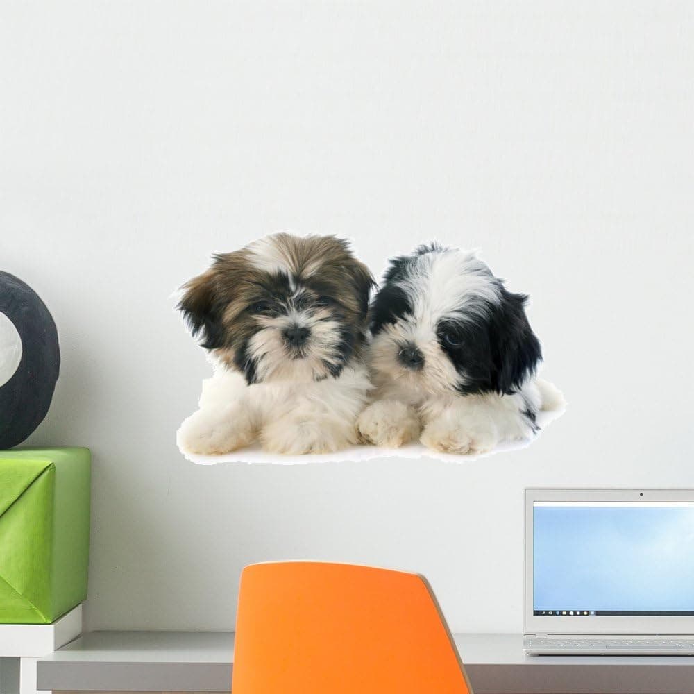 Wallmonkeys Puppies Shitzu Wall Decal Peel and Stick Graphic WM319703 (18 in W x 13 in H)