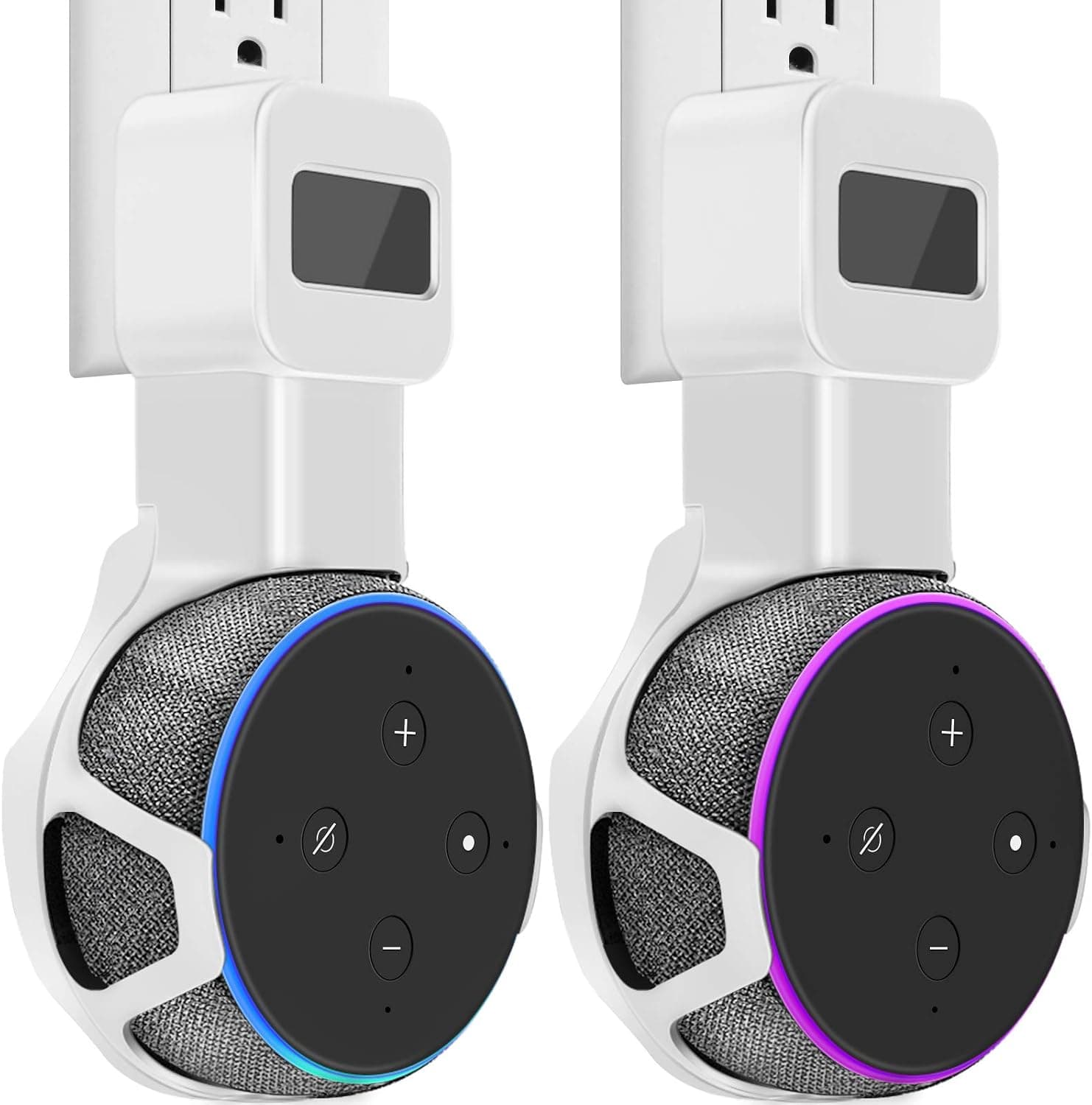 TOOVREN Upgraded Outlet Wall Mount Holder Stand for Echo Dot 3rd Generation (No Muffled Sound) Space-Saving Alexa Accessories for Your Smart Home Speakers Without Mess Wires or Screws (2 Pack)