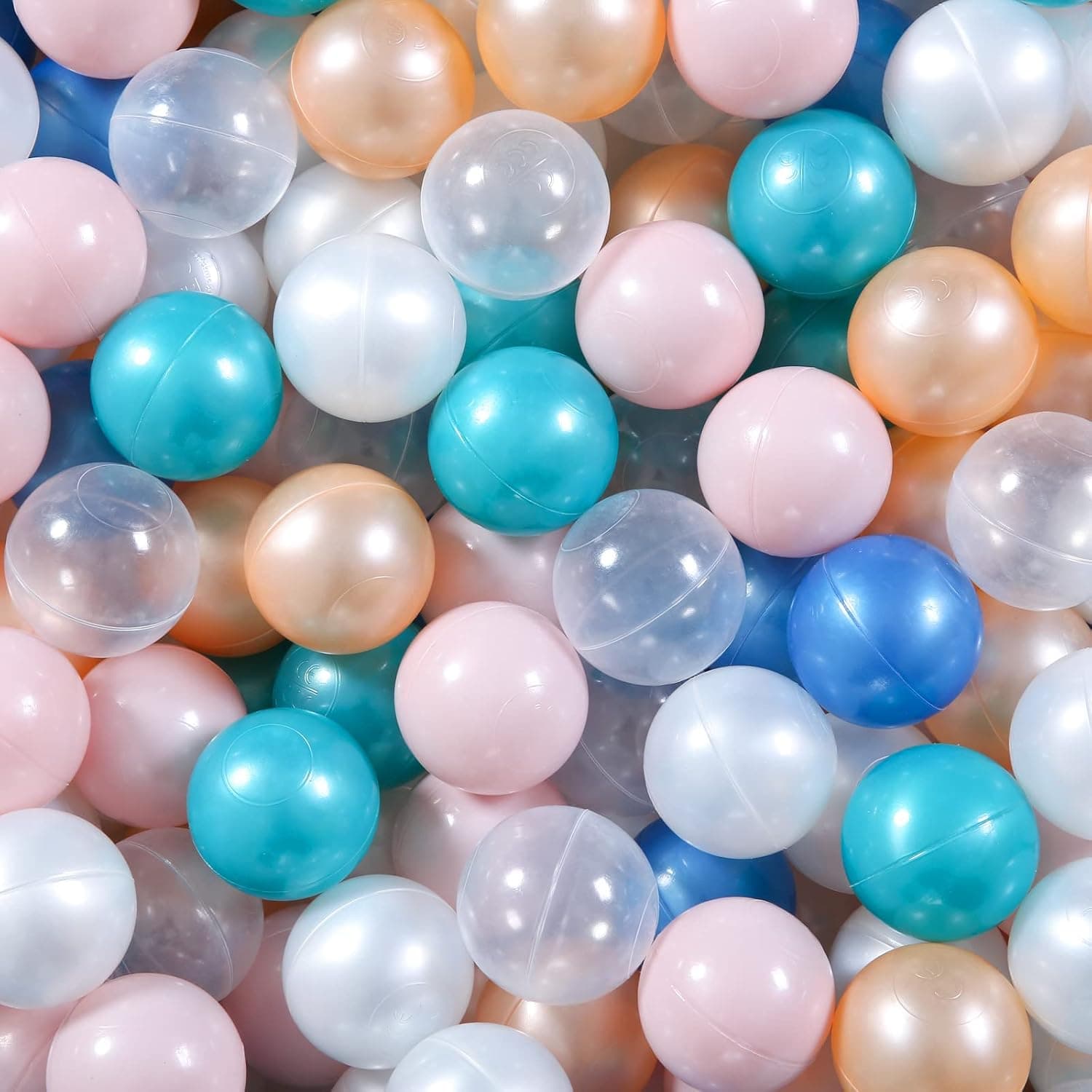 Heopeis Ball Pit Balls Pack of 100 - New 6 Pearl Colors Crush Proof Plastic Balls for Toddlers 1-5 Play Balls for Babies Ball Pit Ball Pool.