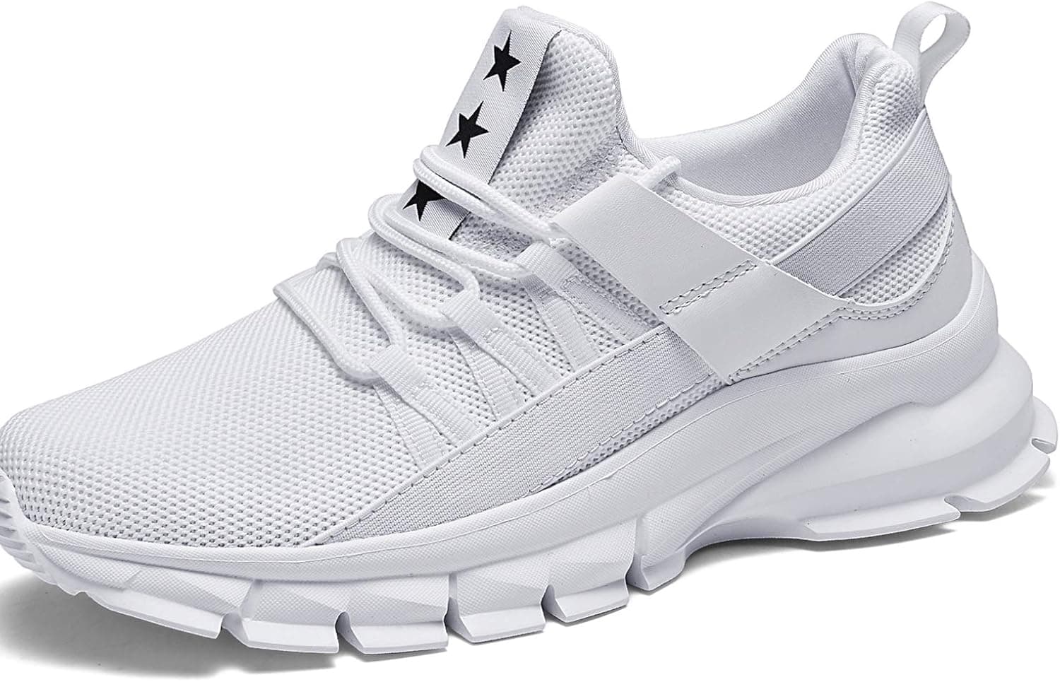 UUBARIS Mens Comfortable Shock Cushion Sneakers Casual Walking Shoes Mens White Breathable Running Shoes Size 9 Wide
